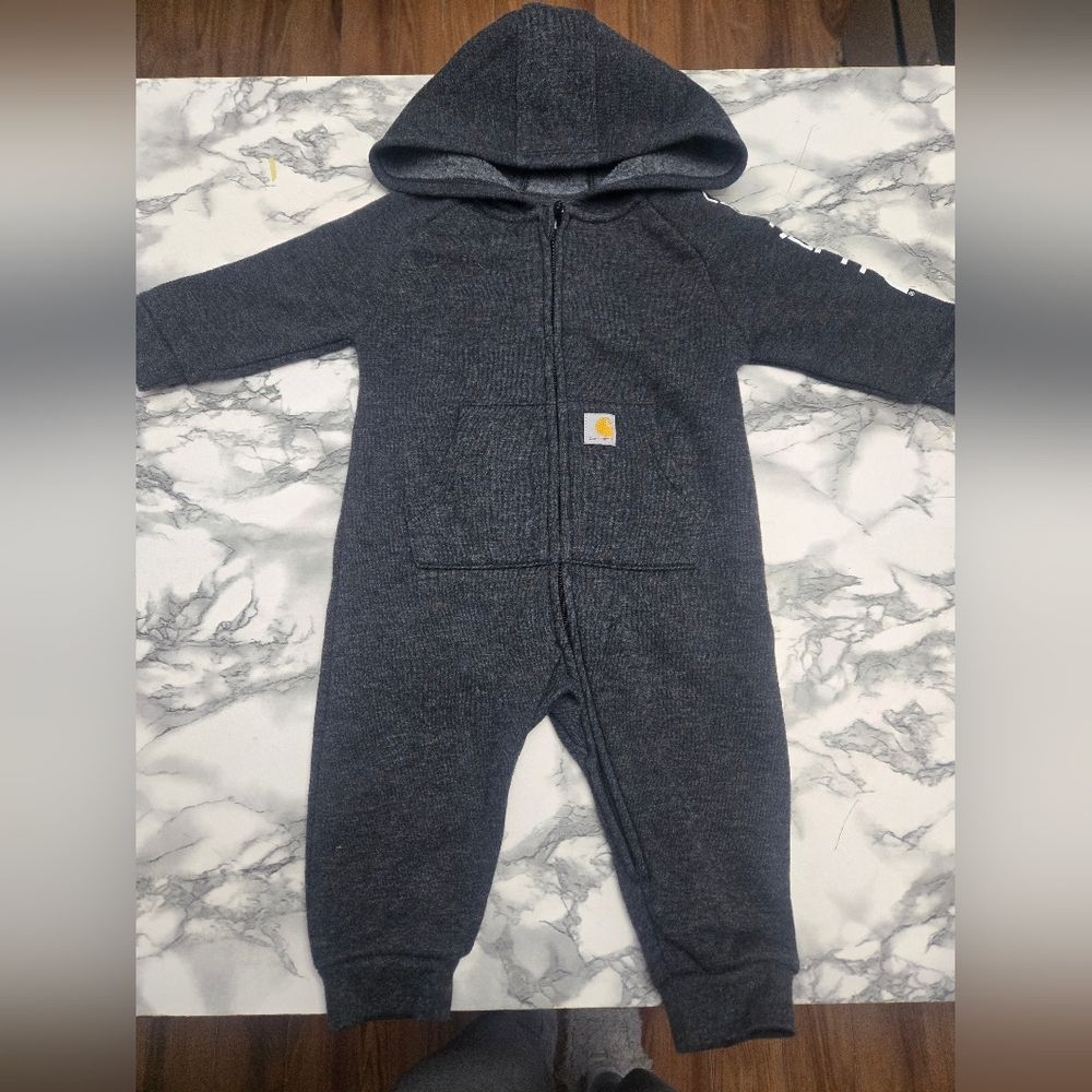 Carhartt Kids Charcoal Heather Hooded Zip One-Piece